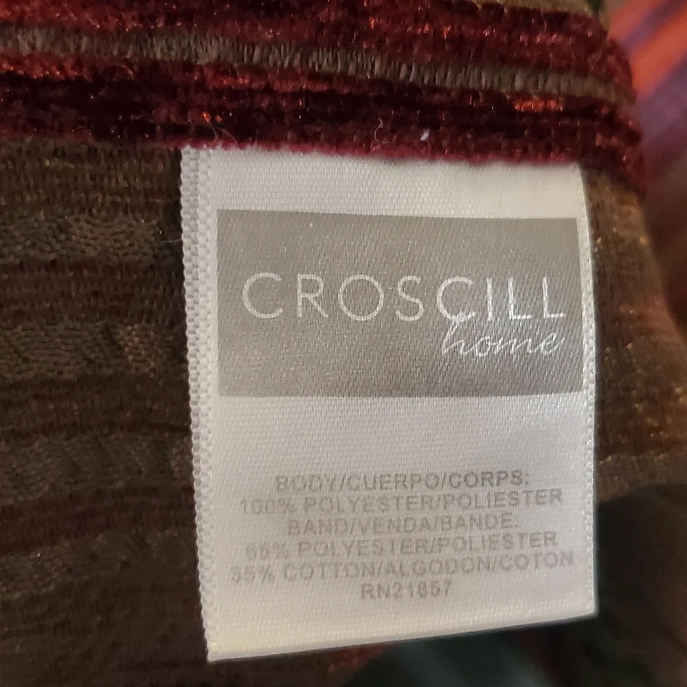 🦜 2/10 Croscill Home Long Stripe Valance With Faux Leather Trim. 86